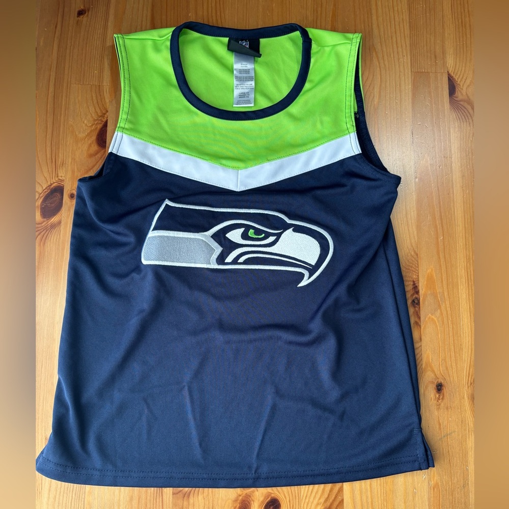 Girls' Youth NFL Seattle Seahawks Navy Spirit Cheerleader Top Size L (14)